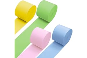 PheiLa Easter Decorations, 4 Rolls Pink Blue Green Yellow Paper Party Streamers for Spring Decorations Farmhouse Party Backdrop DIY Decoration, 1.77 Inch x 82 Ft/Roll, 328ft