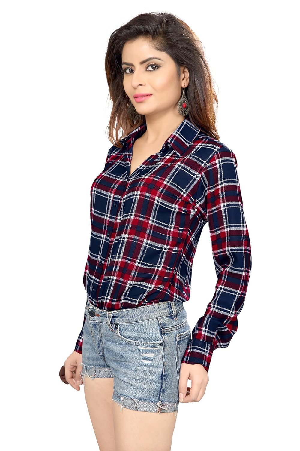 trendif women's viscose checkered shirt