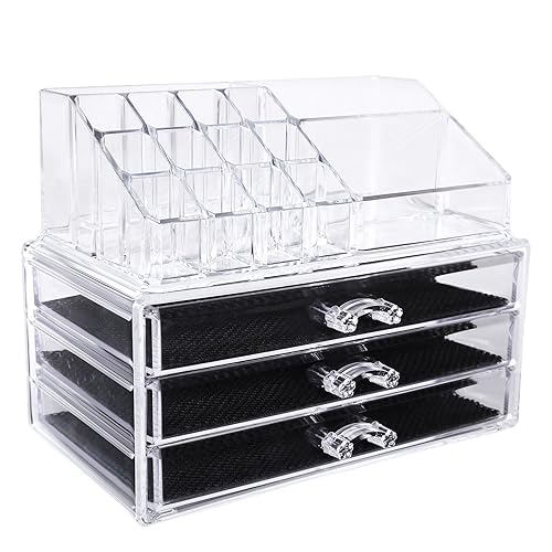 SONGMICS Extralarge size Clear Acrylic Cosmetic Makeup Display Case