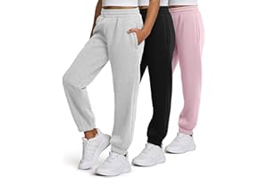 PURE CHAMP Girls Sweatpants 3 Pack Fleece Athletic Joggers, Teen Sweat Pants with Zipper Pockets and Drawstring Size 4-16