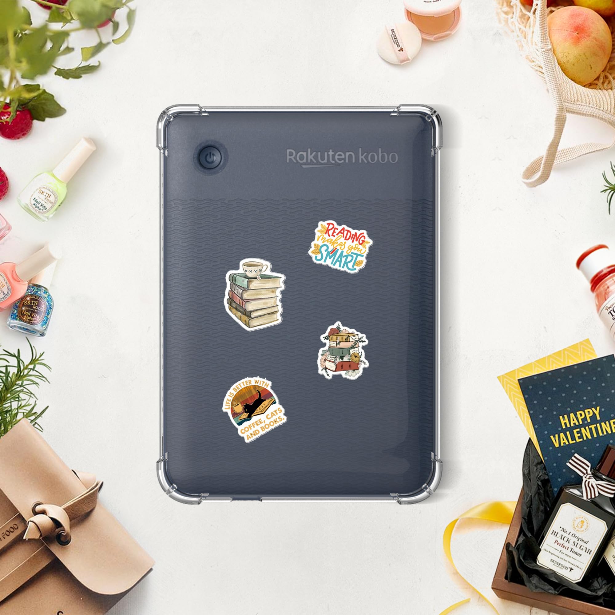 Clear Case for 6 inch Kobo Clara Colour/Clara BW/Kobo Clara 2E eReader/ 2in 1 Case with 50 Stickers,Lightweight and Scratch-Proof Silicone Back Cover