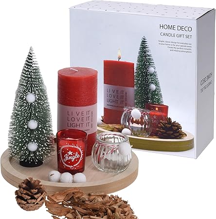 Albero Di Natale Amazon.Urbnliving Set Di 7 Candele Natalizie Con Vassoio E Albero Di Natale Amazon It Casa E Cucina