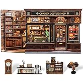 CUTEBEE Book Nook Kit - DIY Miniature House Coffee Shop Dollhouse Kit for Adults, Booknook Tiny House Bookshelf Decor 3D Wooden Puzzle, Gifts for Family, Friends (Corner Coffee Shop)