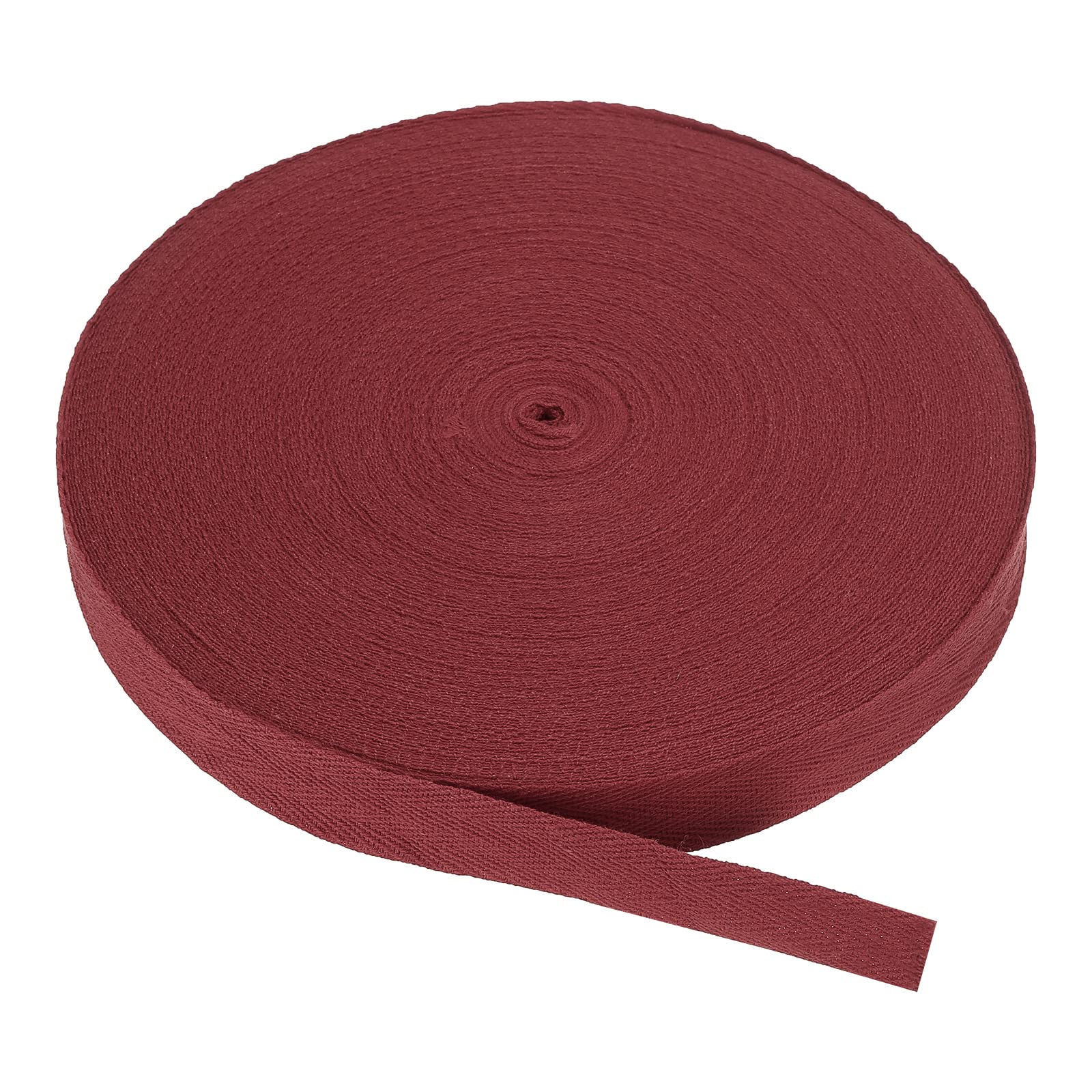 PATIKIL Cotton Twill Tape 20mm(3/4 Inch) 50 Yards Cotton Ribbon Bias Binding Tape Herringbone Webbing Trim for Sewing Gift Wrapping Craft DIY Dark Red — image 1