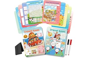 Elfew 2 Pack Reusable Activity Game for Kids Ages 4-8, 8-12,Travel Games Include 56 Different Game,1-2 Players,Toy & Learning Tool for Road Trip Airplane Activity