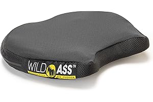 Wild Ass Motorcycle Air Gel-Smart Seat Cushion - Ergonomic Universal Fitting Air Adjusting Pad with Straps - Ultimate Rider Comfort & Relief, Cool Flow Motorcycle Accessories for Long Rides - Black