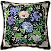 Livebee Hydrangea Pillow Covers Floral Velvet Euro Shams, Decorative Dark Blue Pillow Covers 18x18 for Couch Sofa Bed Living Room