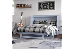 AFI Northfield Queen Size Murphy Bed Chest with Mattress, Storage, & Built-in Charger in Driftwood