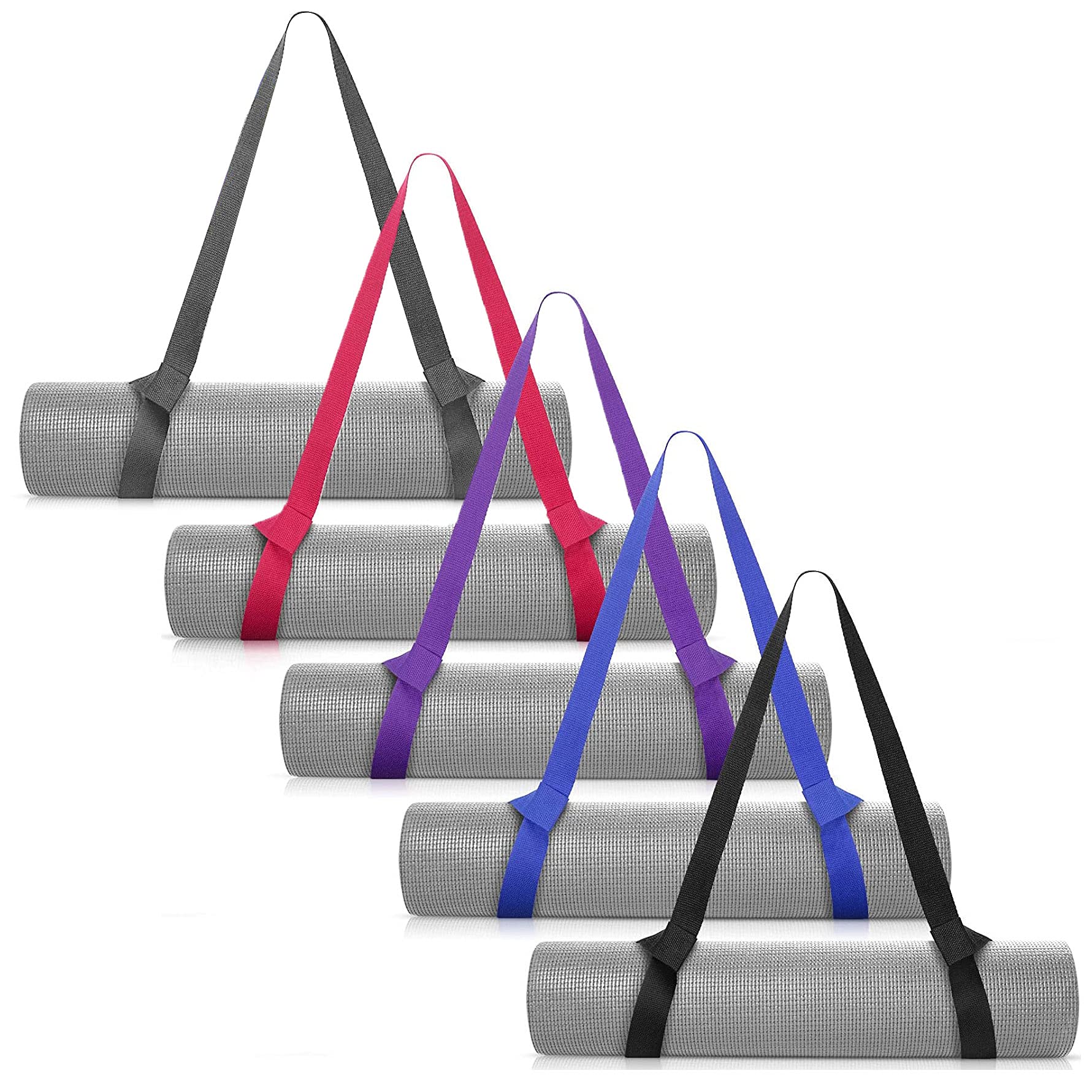 Sugamm 5 Pack Multi-Purpose Strap for Yoga Mat Carrying and Exercise Stretching Mat Carrier Band, Roller Ice Skate Leash, Ski Boots Carrier Strap Shoulder Sling Reusable Adjustable, 3.8 X 160 cm