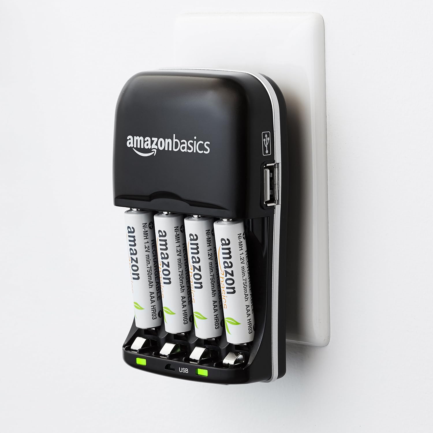 Basics Ni-MH AA & AAA Battery Charger With USB Port for Rechargeable Batteries: Home Audio & Theater