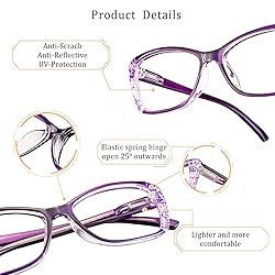 LifeArt 5 Pairs Reading Glasses, Blue Light