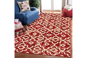 Wonnitar Christmas 3x5 Area Rug,Washable Red Living Room Rug,Non-Slip Soft Winter Throw Rugs for Bedroom,Non-Shedding Low Pile Moroccan Xmas Holiday Floor Carpet for Entry Kitchen Bathroom