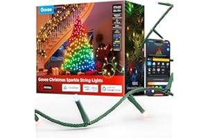 Govee Christmas Sparkle String Lights 99ft, RGBWIC String Lights with 375 Bullet-Head LEDs, App-Controlled, 140+ Scene Modes, Shape Mapping, Music Sync, Works with Alexa, Indoor Holiday Decorations