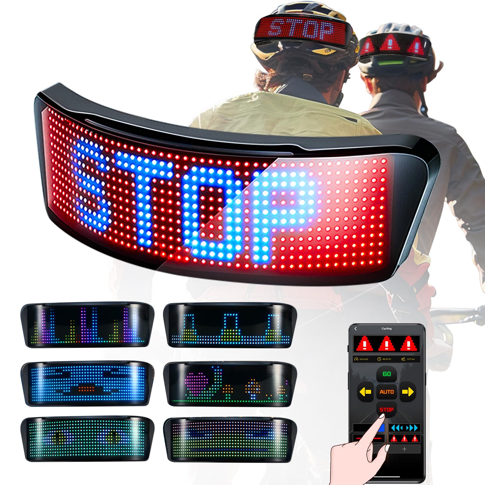 PChero Custom Helmet LED Sign, Customizable LED Display, Gear Indicator, Programmable, Name Plate, Motorcycle Light, Ski and Protection