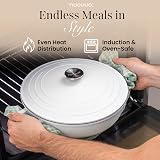 nuovva Casserole Dishes with Lid 3.9L Cream Non-Stick Dutch Oven 28cm view 5