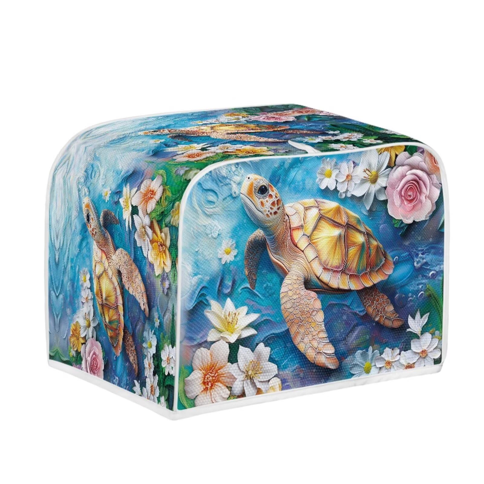 Turtle Computer Dust Cover Talayituse Turtle Flower Print 4 Slice Toaster Covers Dust Protection ...