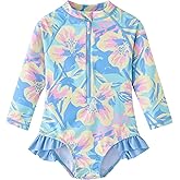 UMELOK Baby Girls One Piece Swimsuit Infant Bathing Suit Long Sleeve Rash Guard Swimwear with UPF 50+ Sun Protection