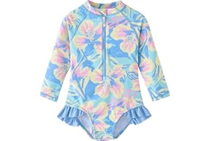 UMELOK Baby Girls One Piece Swimsuit Infant Bathing Suit Long Sleeve Rash Guard Swimwear with UPF 50+ Sun Protection