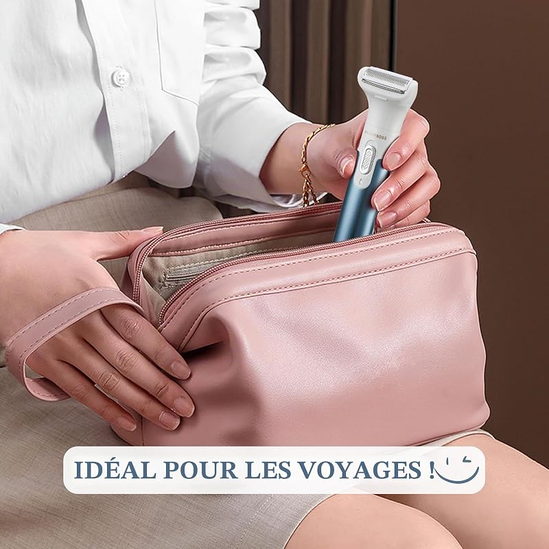 Rasoir électrique 3 en 1 pour femme sans douleur – Portable rechargeable pour le visage, les bras, les jambes, les aisselles et le bikini QR-8082