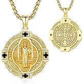 DRINSPER St Benedict Medals Necklace Patron Saint Medalla De San Benito 925 Sterling Silver San Benito Medalla Cross Pendant Religious Amulet Jewelry for Men Women