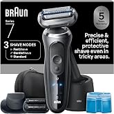Braun Series 7 Electric Shaver for Men, Wet &amp; Dry Foil Razor, 4-in-1 SmartCare Clean &amp; Charge Center, Beard Trimmer Attachment, Stubble Attachment, Travel Case, Grey 7185cc