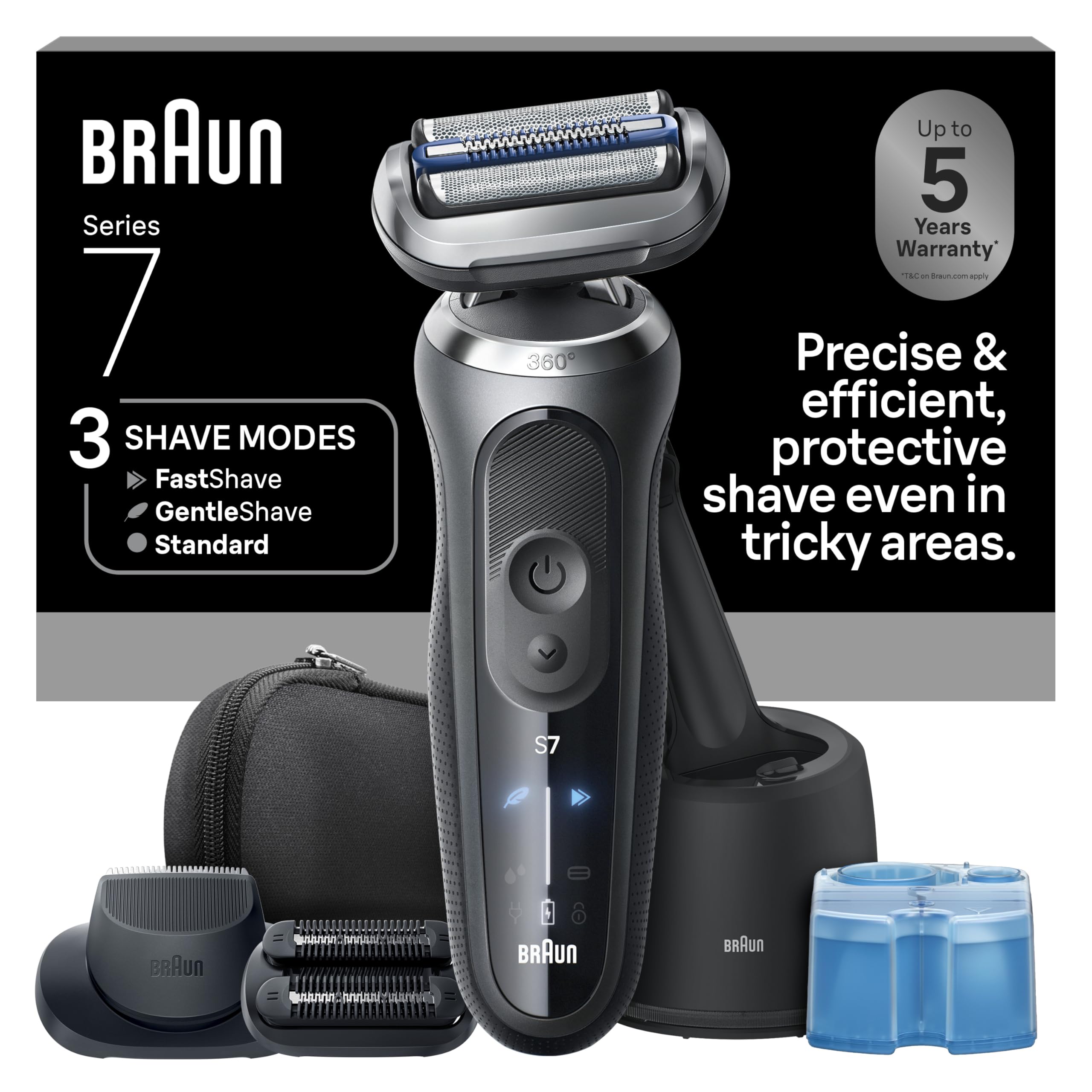 Photo 1 of Braun Electric Shaver for Men, Series 7 7185cc, Waterproof, Wet & Dry Shave, Shaving Kit with SmartCare Center and Beard Trimmer, 3 Shave Modes, 60 Minute Battery Runtime, 10 Piece Set