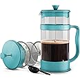 Utopia Kitchen French Press Espresso and Tea Maker with Triple Filters, Stainless Steel Plunger and Heat Resistant Borosilicate Glass (Aqua, 34-oz (Pack of 1))