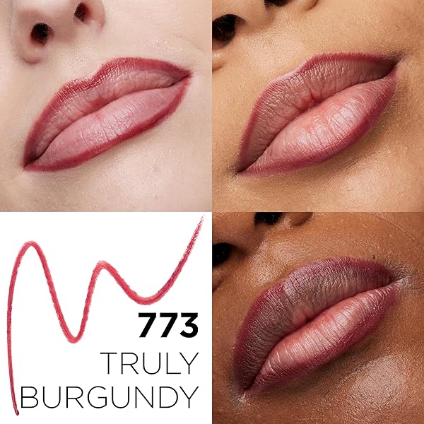 L’OREAL PARIS COLOUR RICHE LIP LINER PENCIL, CREAMY LIP LINER WITH OMEGA 3 AND VITAMIN E, 773 TRULY BURGUNDY (COOL TONED BURGUNDY)