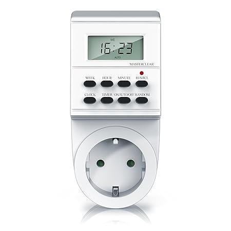 Digitale Zeitschaltuhr | Timer mit 1,5“ LCD-Display | 3680W Steckdosenschalter | 8 on/Off Programme | Zufallsschaltung | 12/2