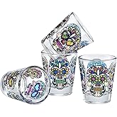 Culver Sugar Skulls Decorated Shot Glasses, 1.75-Ounce, Set of 4