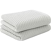 PiccoCasa Set of 2, Gray Ribbed Hand Towels for Bathroom 13 x 29 Inch 100% Cotton Soft Absorbent Soft Feeling Fast Drying Towels Hotel Spa Towel Face Towel