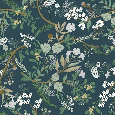CiCiwind Peel and Stick Floral Wallpaper 41cmx15m Green Leaves Flowers