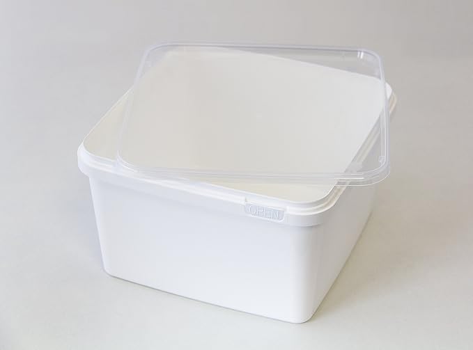 BraPlast Dose 3,0 Liter 18,5 x 18,5 x 11,5 cm - weiß mit transparentem Deckel / Kunststoff Stapelbox