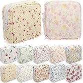 Paterr 10 Pcs Quilted Makeup Bag Bulk Cotton Floral Cosmetic Bag Women Girls Bridesmaid Gifts Cute Makeup Pouch Coquette Aesthetic Travel Toiletry Organizer(Floral Style,5.12 x 4.72 x 1.97 Inches)