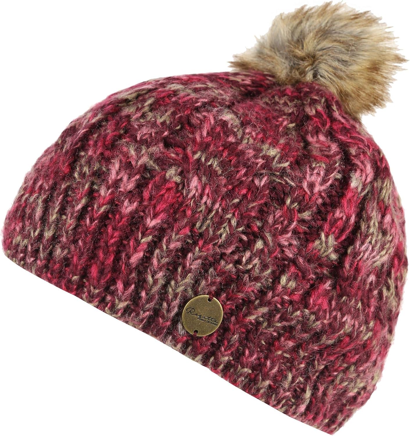 womens burgundy bobble hat