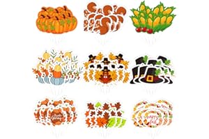CAOEKEGO 72Pcs Thanksgiving Cupcake Toppers Turkey Food Picks Pumpkin Pie Decoration Toppers for Fall Thanksgiving Party Food Decoration 9 Styles