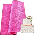 Warmoor Silicone Cake Fondant Mat, Rose Impression Lace Mold (16 x 12 inches, Pink Rose)