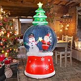 Christmas Inflatable Snow Globe Decoration, 7FT Outdoor Garden Display | Santa, Snowman, Penguin，Blow Up Christmas Decorations with Built-in LEDs for Indoor Outdoor Yard Lawn Garden