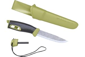 Morakniv Companion Spark Stainless Steel Fixed-Blade Knife With Sheath and Fire Starter, 3.9 Inch