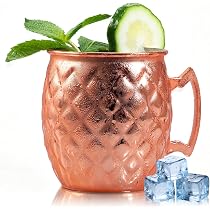 NaOHshp 19 OZ Single Moscow Mule Mug, Rhombic Pattern Copper