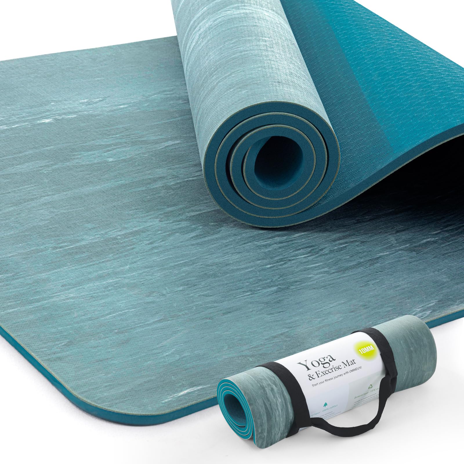 Photo 1 of UMINEUX Extra Thick Yoga Mat, 2/5 Inch (10MM), Natural Rubber and TPE Non Slip Yoga Mats with Strap for Women Men, Eco Friendly Exercise Mat for Yoga, Pilates and Home Workout