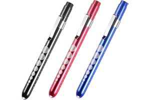 Primacare DL-9326 Aluminum Diagnostic Reusable Penlights | Pupil Gauge | 6-Inch LED Medical Pen Light | Professional Medical Supplies for EMT, Nurses, Doctors, Dentists & Hospitals | Multicolor 3 Pack