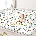 Baby Play Mat 79" X 71",Reversible Waterproof Foldable Foam Floor Playmat for Kids Toddlers, Extra Large Anti- Slip Baby Crawling Mat, Green