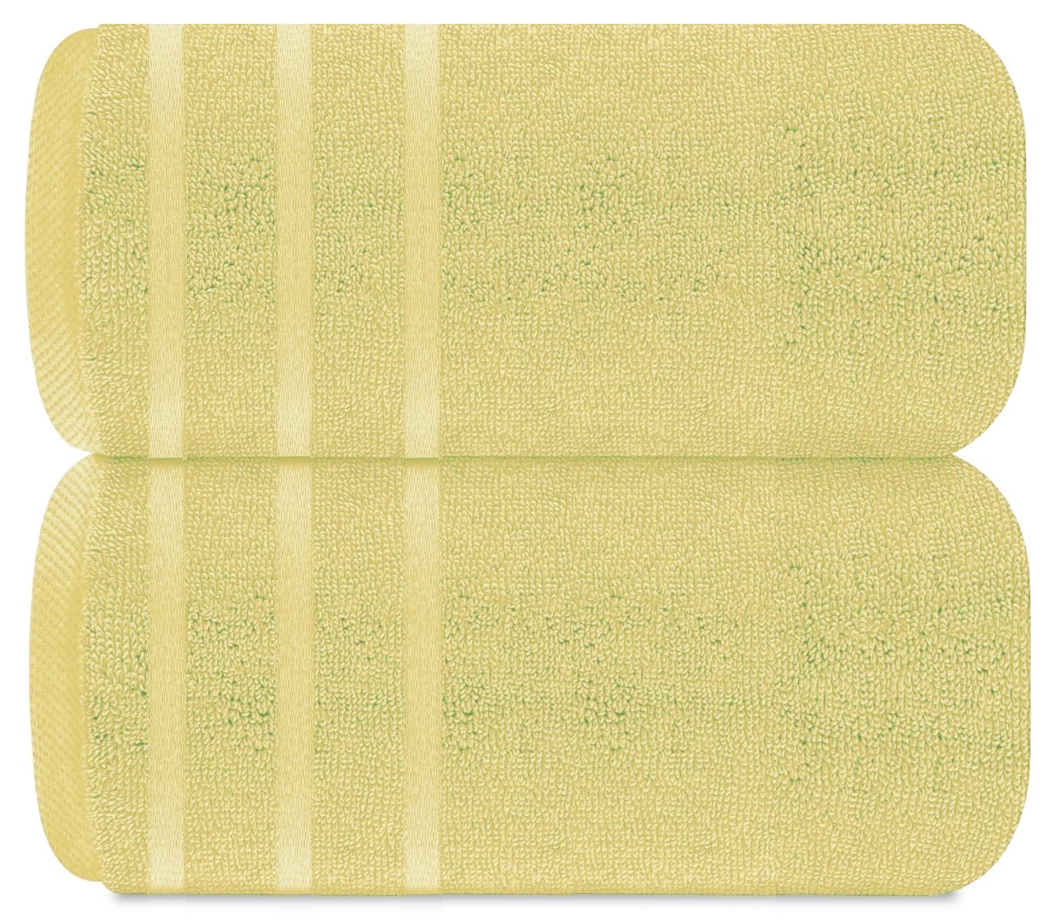 TEXTILESY Pack of 2 Super Jumbo Bath Sheet Premium 100% Egyptian Combed Cotton 100 x 200 cm-600 GSM Super Soft Large Bath Sheet Towels (Cotton, Lemon)