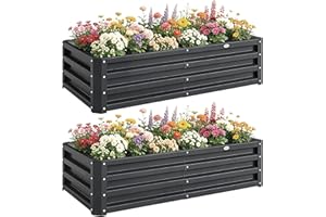 Outsunny 2 Pcs 4' x 2' x 1' Galvanized Raised Garden Bed, Metal Garden Box with Open Bottom, Easy Assembly Outdoor Planter Bo