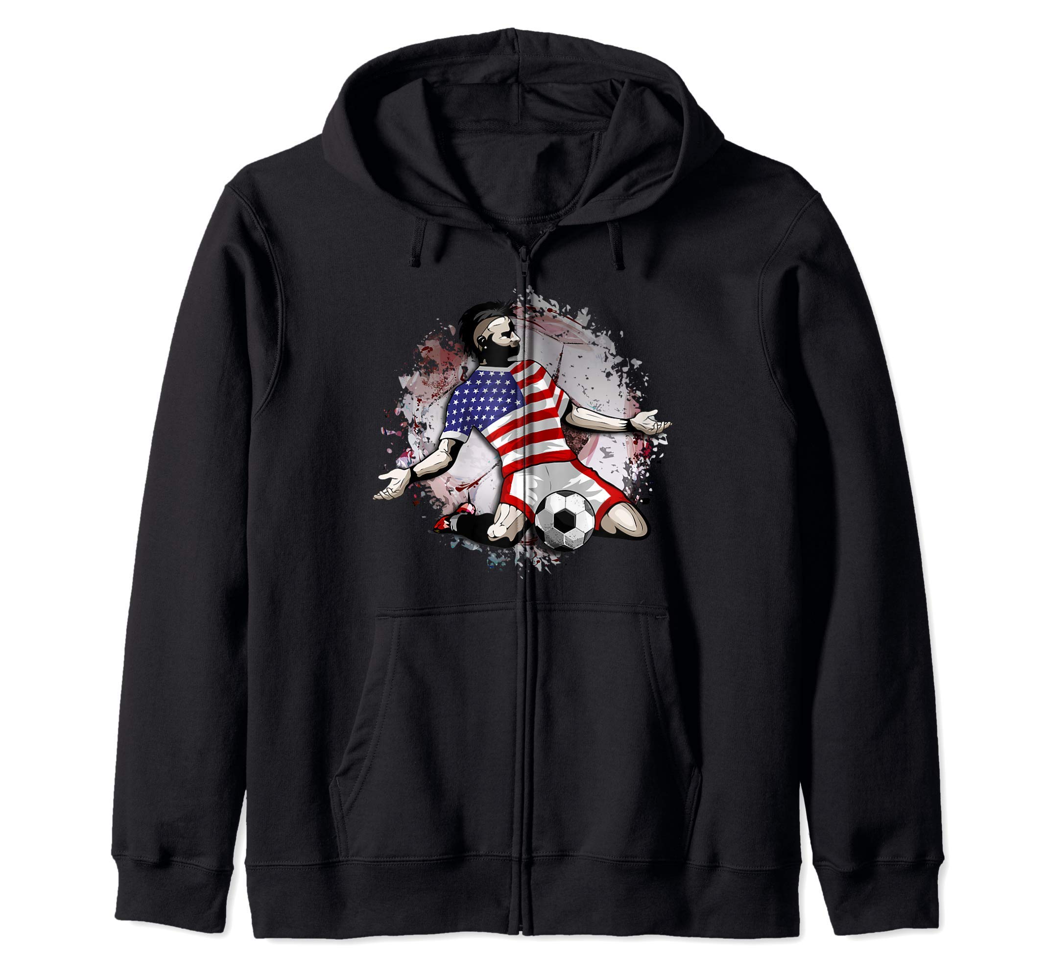 America Soccer United States National Flag Football Lovers Zip Hoodie