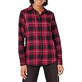 Amazon Essentials Women's Regular-Fit Long-Sleeve Lightweight Plaid Flannel Shirt