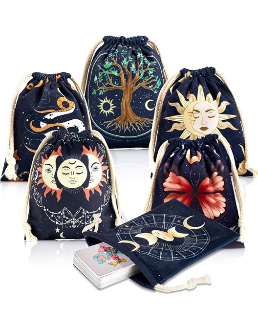 CREATCABIN Tarot Card Pouch Velvet Drawstring Tarot Card Pouch Tarot Deck Storage Holder Black Tree Of Life Tarot Diaper Bags For Jewelry Crystals Witchcraft Rune Altar Gift