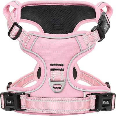 HEELE No-Pull Dog Harness Small Reflective Front & Back Leash Attachments Pink S