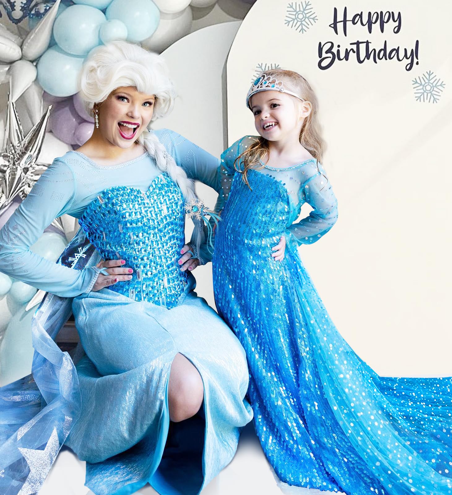 Esvaiy Girls Princess Elsa Dress Costume - Luxury Sequin Halloween Birthday Party Dress Up Kids 3t 4t 5t 6t 7t 8t